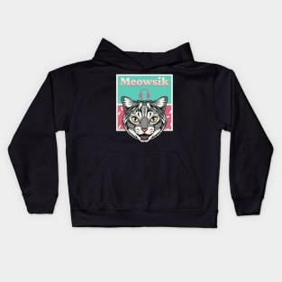 Retro Meowsik-Cat and Music lovers- Kids Hoodie